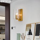 Post modern brass wall sconce bedroom clear textured white light