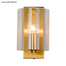 Post modern brass wall sconce bedroom clear textured white light