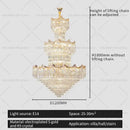 Post modern gold crystal duplex chandelier living room lighting