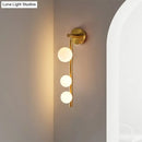 Post modern gold finish 3 head wall lamp living room sconce