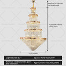 Post-modern gold grand hall crystal chandelier spiral staircase light