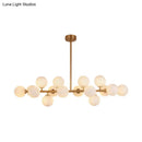 DecorBites™ 16-Light Gold Linear Island Chandelier with Glass Shade - Post Modern Billiard Lighting