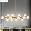 DecorBites™ 16-Light Gold Linear Island Chandelier with Glass Shade - Post Modern Billiard Lighting
