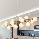 DecorBites™ 16-Light Gold Linear Island Chandelier with Glass Shade - Post Modern Billiard Lighting