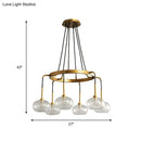 Post-modern gold metal finish island chandelier with clear glass kitchen