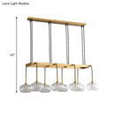 Post-modern gold metal finish island chandelier with clear glass kitchen