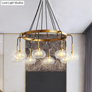 Post-modern gold metal finish island chandelier with clear glass kitchen