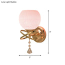 Post modern gold pink cracked glass wall lamp bedroom light fixture