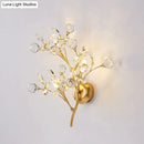 Post modern luxury gold crystal branch wall sconce bedroom light