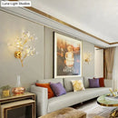 Post modern luxury gold crystal branch wall sconce bedroom light