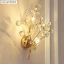 Post modern luxury gold crystal branch wall sconce bedroom light