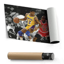 Michael Jordan & Magic Johnson Canvas – Bulls Lakers Basketball Wall Art for Home