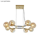 DecorBites™ Postmodern Island Lighting: Amber Ball Pendant Lamp with Adjustable Cord - 8 Lights Glass