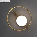 Postmodern black & brass sconce light with white glass bedroom lamp