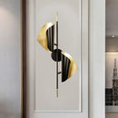 DecorBites™ Ribbed Curved Sheet Sconce - Postmodern 2 Heads Wall Mount Lighting for Stair - Black & Gold