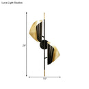DecorBites™ Ribbed Curved Sheet Sconce - Postmodern 2 Heads Wall Mount Lighting for Stair - Black & Gold