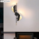 DecorBites™ Ribbed Curved Sheet Sconce - Postmodern 2 Heads Wall Mount Lighting for Stair - Black & Gold