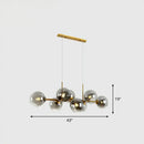 Postmodern black metal 8 head clear smoke glass chandelier dining room