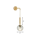 Postmodern black wall lamp with frosted glass globe for bedroom