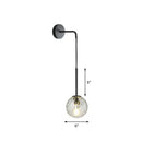 Postmodern black wall lamp with frosted glass globe for bedroom