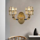 Postmodern blue & gold crystal wall mount lamp bedroom sconce