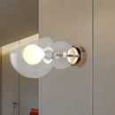 Postmodern brass amber glass wall lamp bedroom sconce light