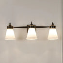 Postmodern brass and cream glass wall sconce bathroom vanity light