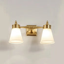 Postmodern brass and cream glass wall sconce bathroom vanity light