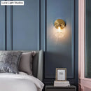 Postmodern brass and glass wall sconce bedroom light bulb included