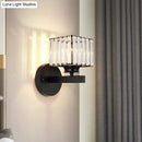Postmodern brass & black crystal block wall sconce for bedroom