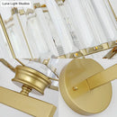 Postmodern brass & black crystal block wall sconce for bedroom