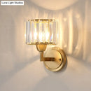 Postmodern brass crystal prism wall lamp bedroom sconce fixture