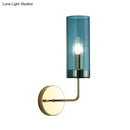 Postmodern brass finish smoked glass wall lamp bedroom sconce