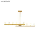 Postmodern brass linear led pendant light dining room crystal accents