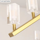 Postmodern brass linear led pendant light dining room crystal accents