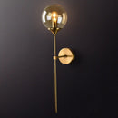 Postmodern brass pencil arm wall lamp with glass shade bedroom sconce