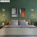 Postmodern brass pencil arm wall lamp with glass shade bedroom sconce