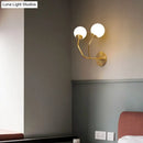 Postmodern brass white glass geometric wall sconce living room