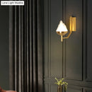 Postmodern brass white glass geometric wall sconce living room