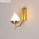 Postmodern brass white glass geometric wall sconce living room