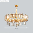 Postmodern crystal chandelier gold loop for living room
