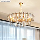 Postmodern crystal chandelier gold loop for living room