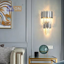Postmodern crystal golden led wall sconce living room art deco light