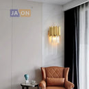 Postmodern crystal golden led wall sconce living room art deco light