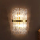 Postmodern crystal rod brass wall light fixture bedroom sconce