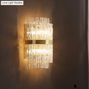 Postmodern crystal rod brass wall light fixture bedroom sconce