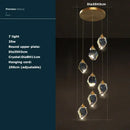 Postmodern crystal stone copper chandelier for staircase lighting