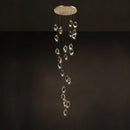 Postmodern crystal stone copper chandelier for staircase lighting