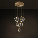 Postmodern crystal stone copper chandelier for staircase lighting