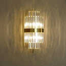 Postmodern gold and crystal wall sconce corridor direct wired electric
